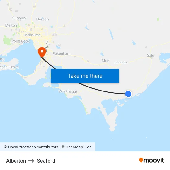 Alberton to Seaford map
