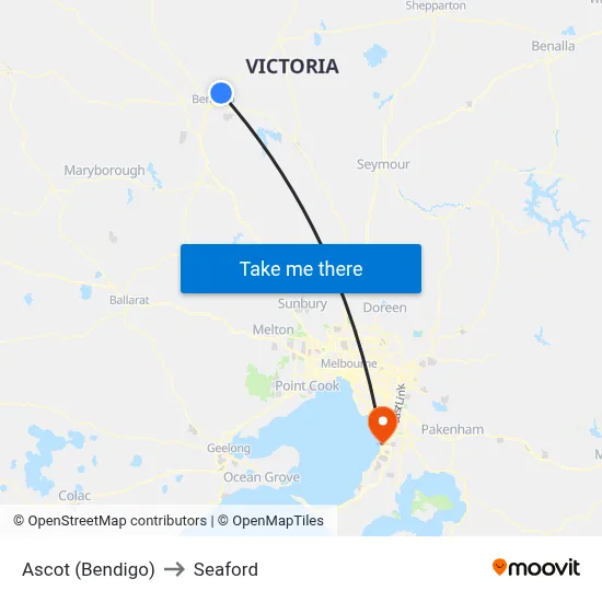 Ascot (Bendigo) to Seaford map