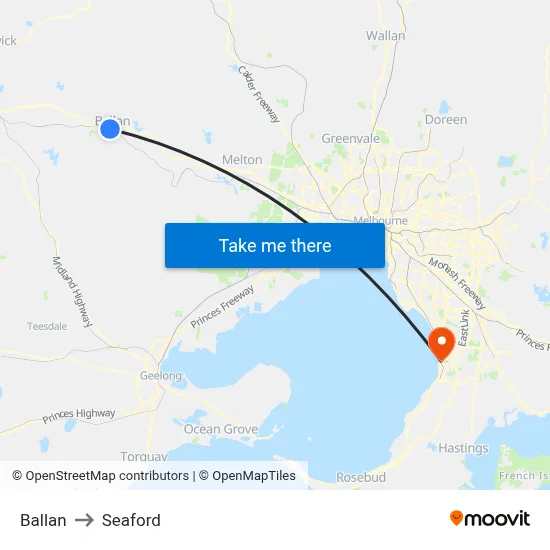 Ballan to Seaford map