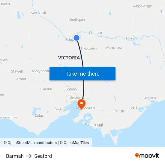 Barmah to Seaford map