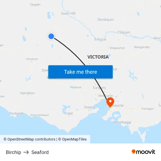 Birchip to Seaford map