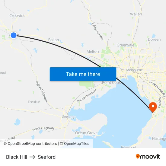 Black Hill to Seaford map