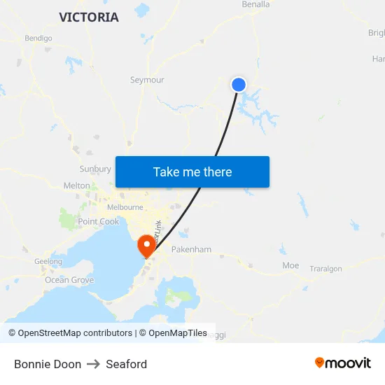 Bonnie Doon to Seaford map