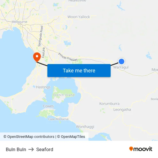 Buln Buln to Seaford map