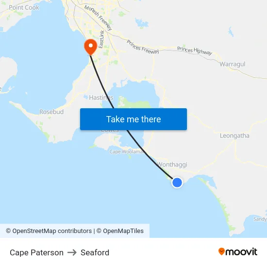 Cape Paterson to Seaford map