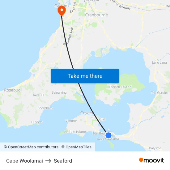 Cape Woolamai to Seaford map