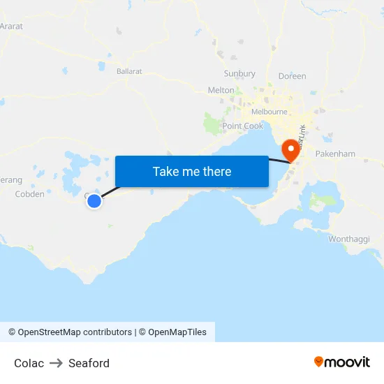 Colac to Seaford map
