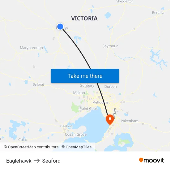 Eaglehawk to Seaford map