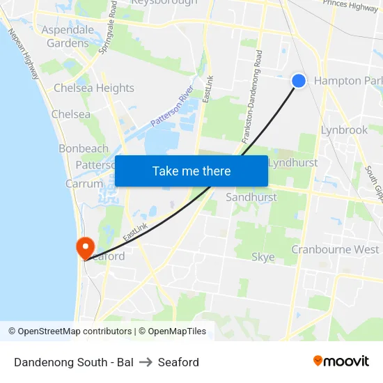 Dandenong South - Bal to Seaford map