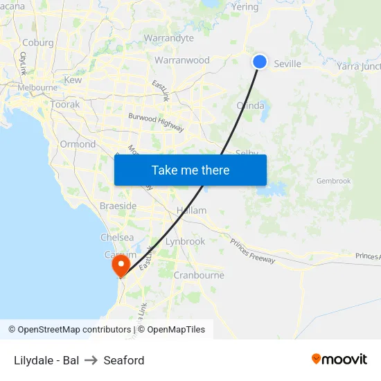 Lilydale - Bal to Seaford map
