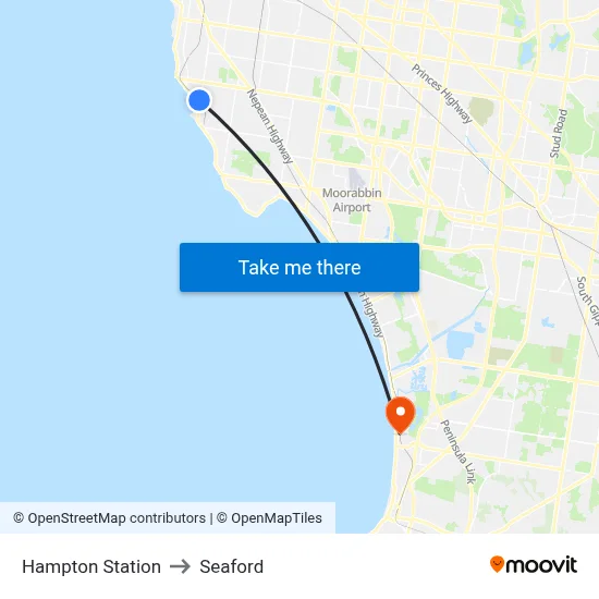 Hampton Station to Seaford map