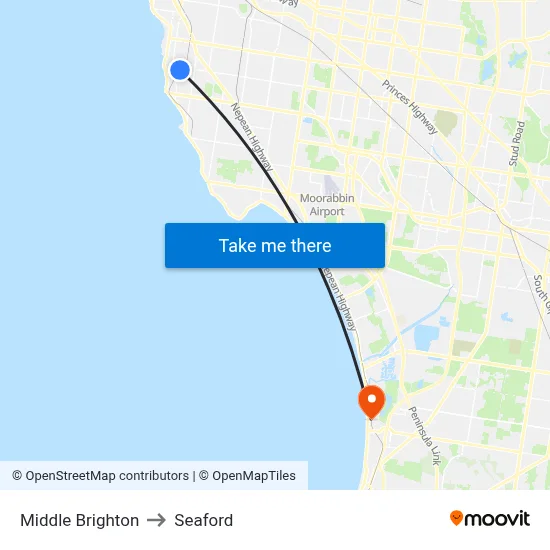 Middle Brighton to Seaford map