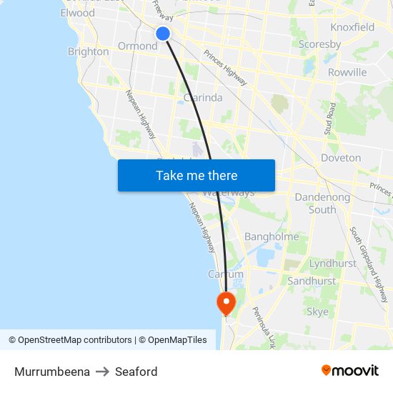 Murrumbeena to Seaford map