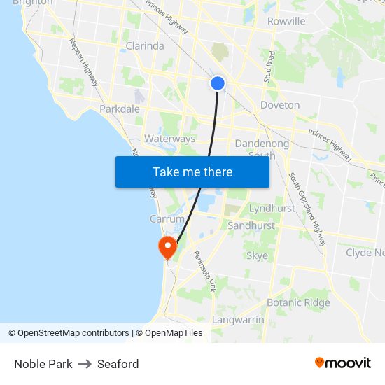 Noble Park to Seaford map