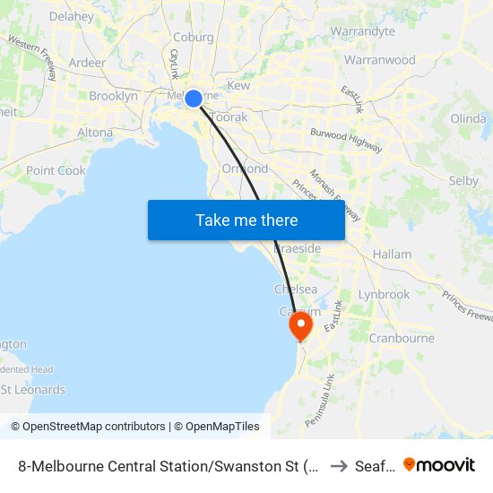 8-Melbourne Central Station/Swanston St (Melbourne City) to Seaford map