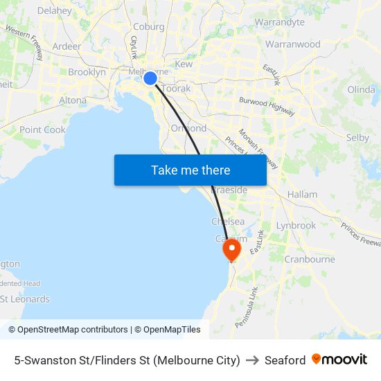 5-Swanston St/Flinders St (Melbourne City) to Seaford map