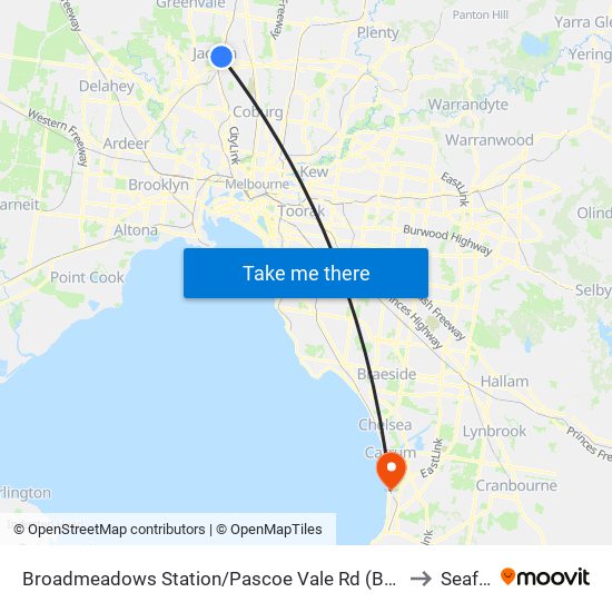 Broadmeadows Station/Pascoe Vale Rd (Broadmeadows) to Seaford map