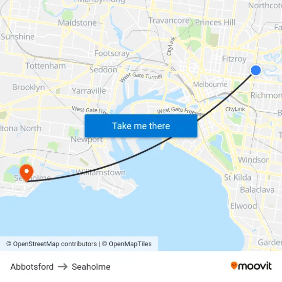 Abbotsford to Seaholme map