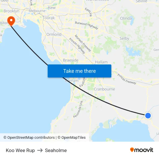 Koo Wee Rup to Seaholme map
