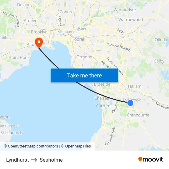 Lyndhurst to Seaholme map