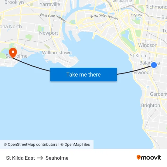 St Kilda East to Seaholme map