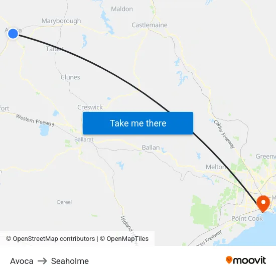 Avoca to Seaholme map