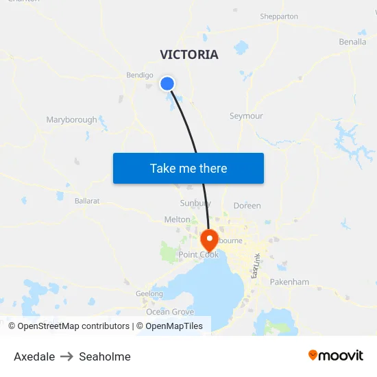 Axedale to Seaholme map