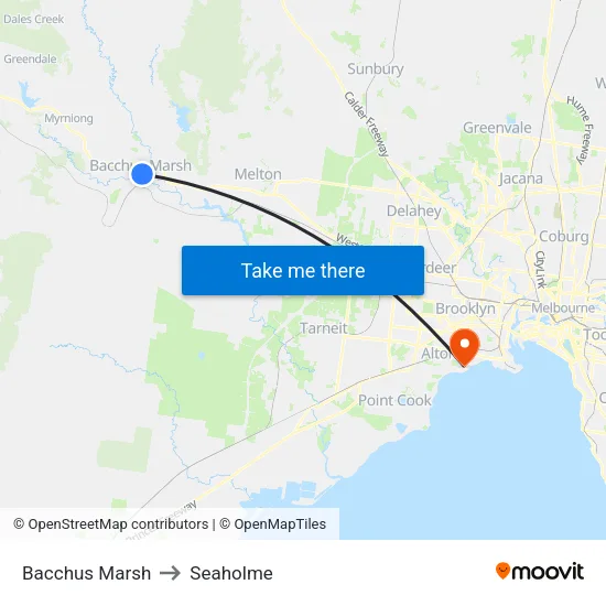 Bacchus Marsh to Seaholme map