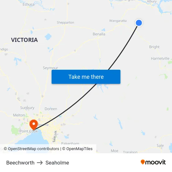 Beechworth to Seaholme map