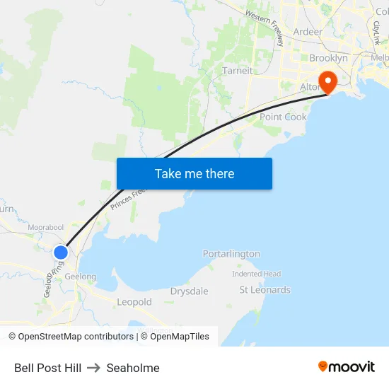 Bell Post Hill to Seaholme map