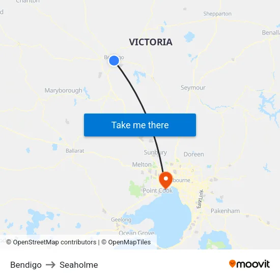 Bendigo to Seaholme map