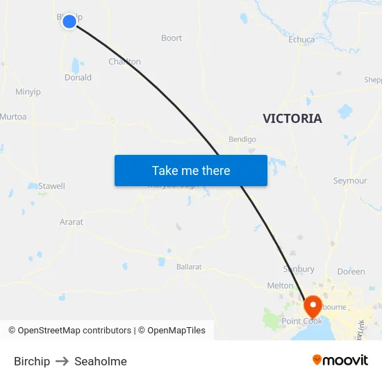 Birchip to Seaholme map