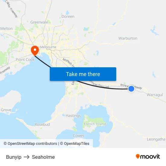 Bunyip to Seaholme map
