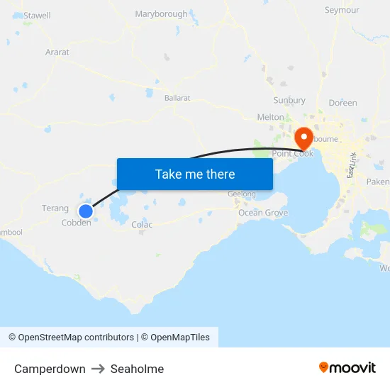 Camperdown to Seaholme map