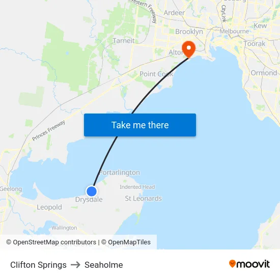 Clifton Springs to Seaholme map