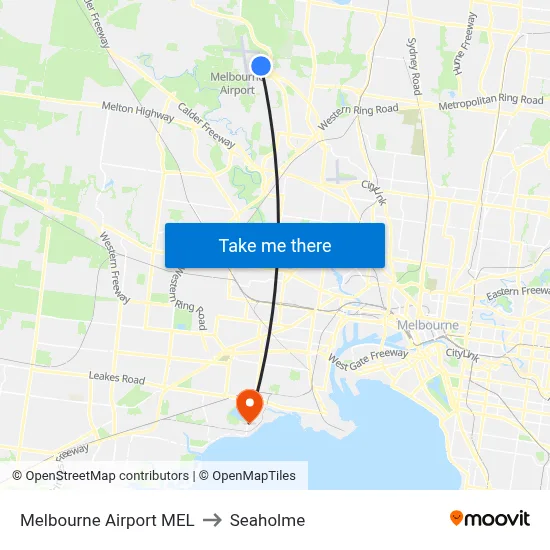 Melbourne Airport MEL to Seaholme map