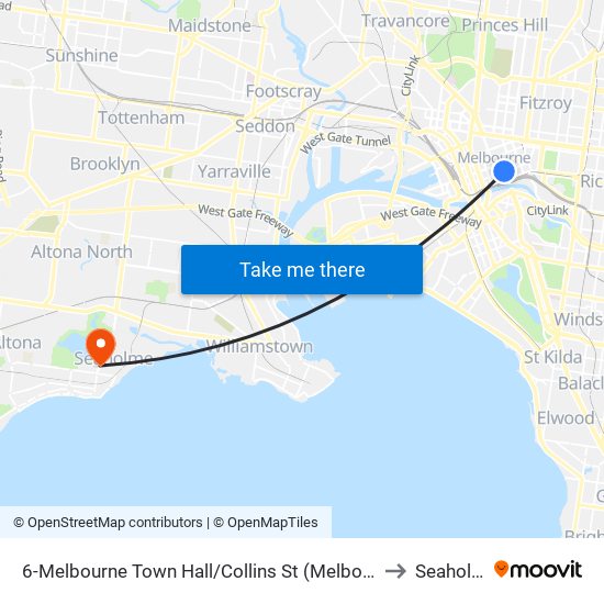 6-Melbourne Town Hall/Collins St (Melbourne City) to Seaholme map