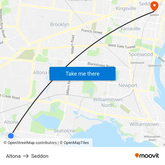 Altona to Seddon map