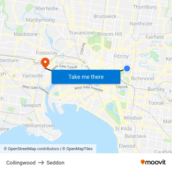 Collingwood to Seddon map