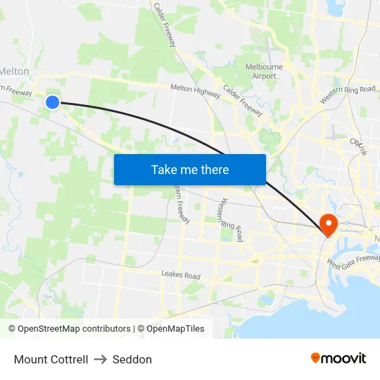Mount Cottrell to Seddon map