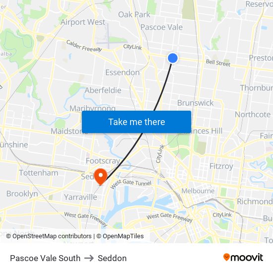 Pascoe Vale South to Seddon map