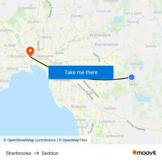 Sherbrooke to Seddon map