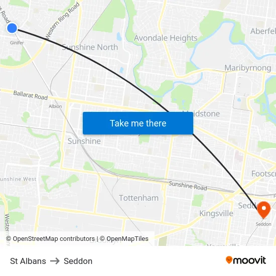 St Albans to Seddon map