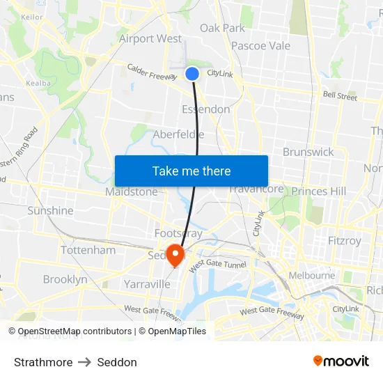 Strathmore to Seddon map