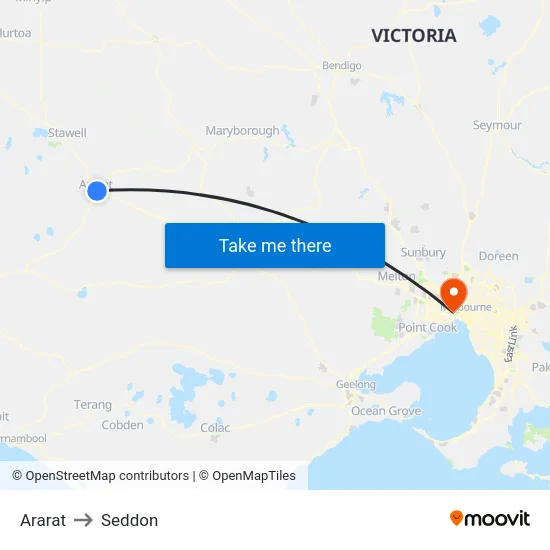 Ararat to Seddon map