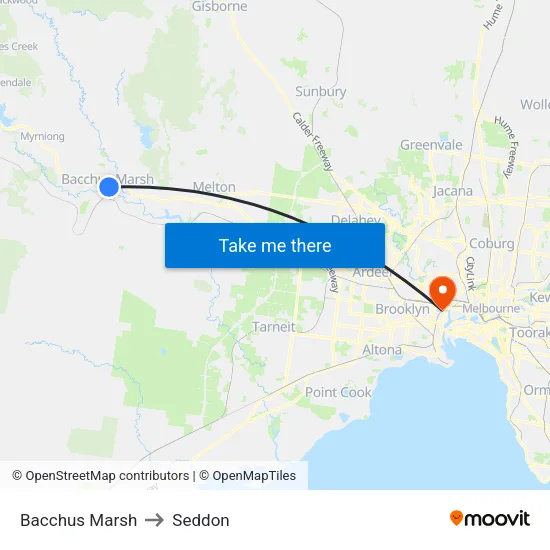 Bacchus Marsh to Seddon map