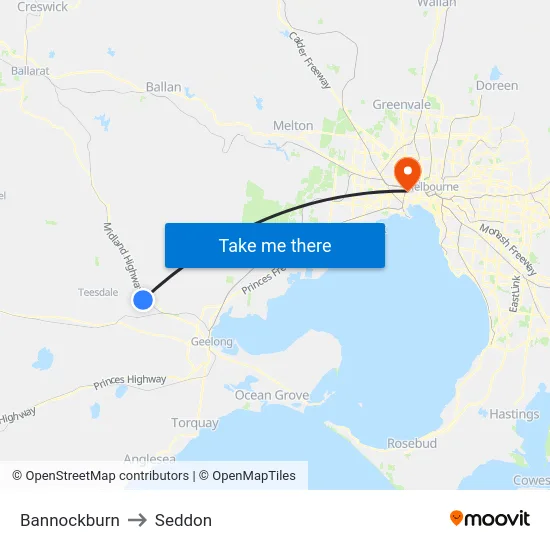 Bannockburn to Seddon map