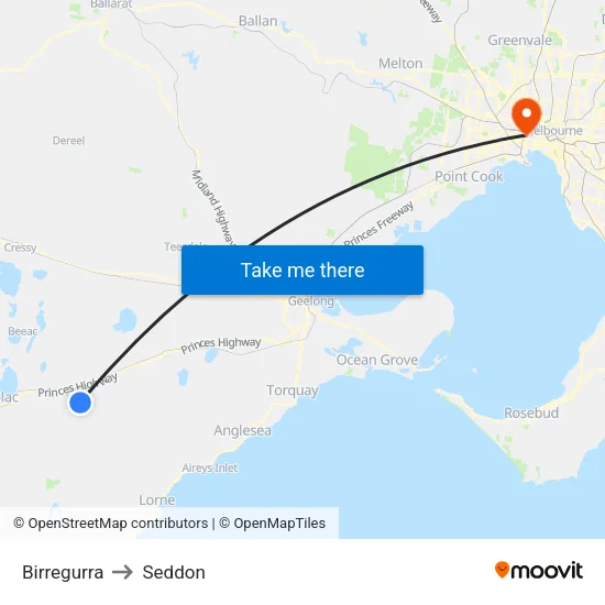 Birregurra to Seddon map