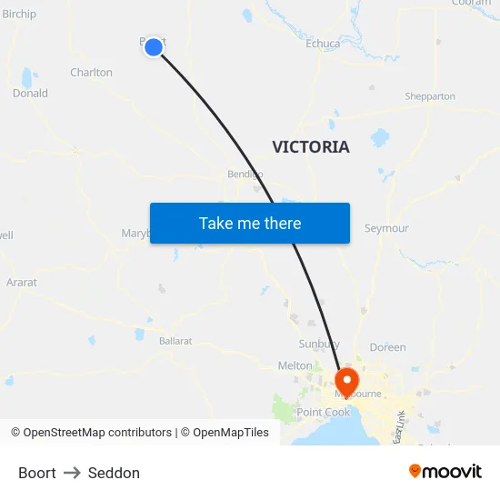 Boort to Seddon map