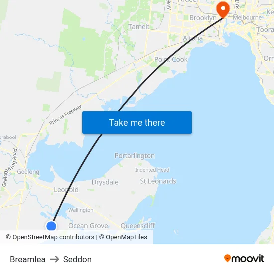 Breamlea to Seddon map